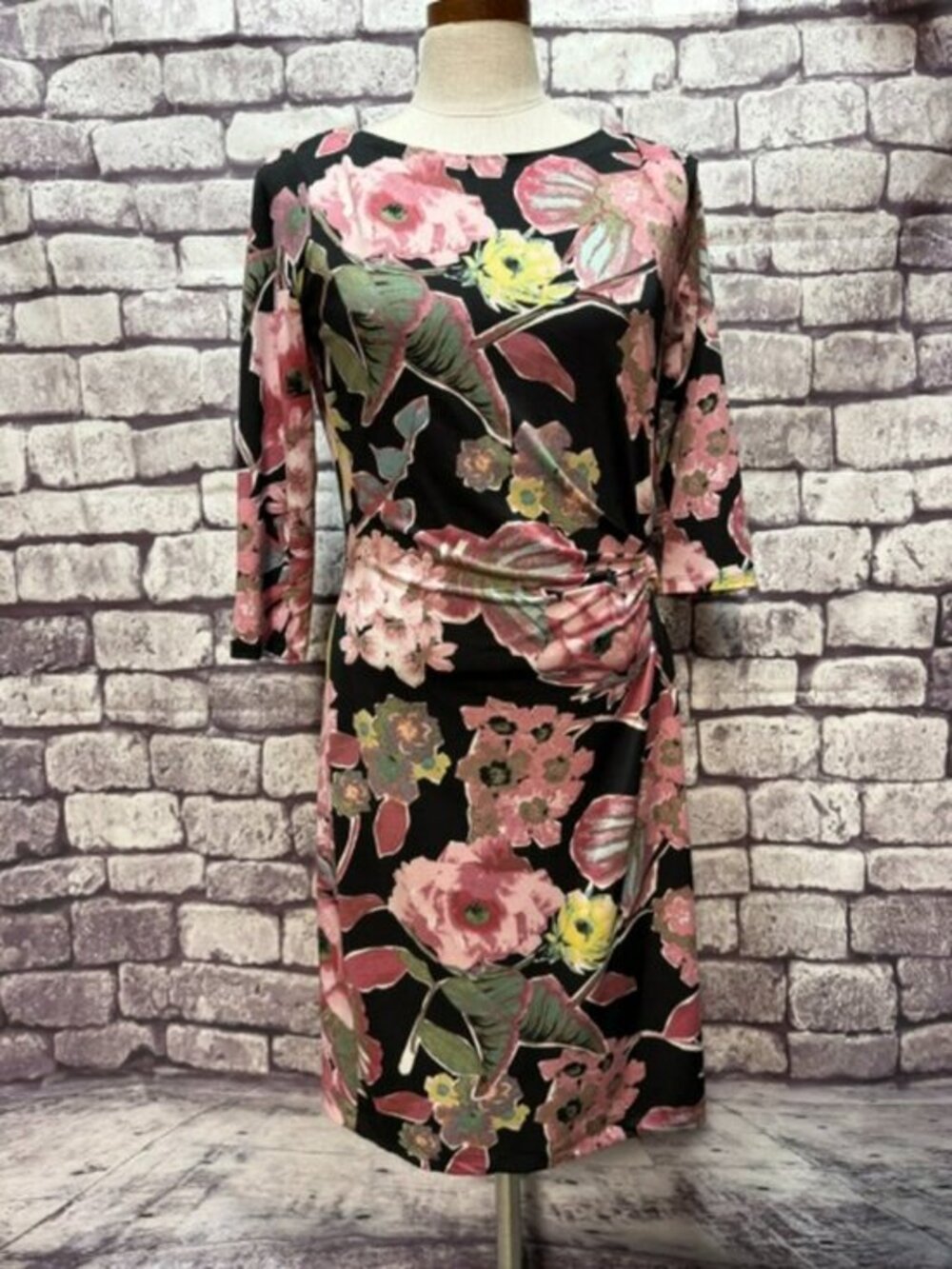 B-Slim Multicolored Floral Print Dress Size M